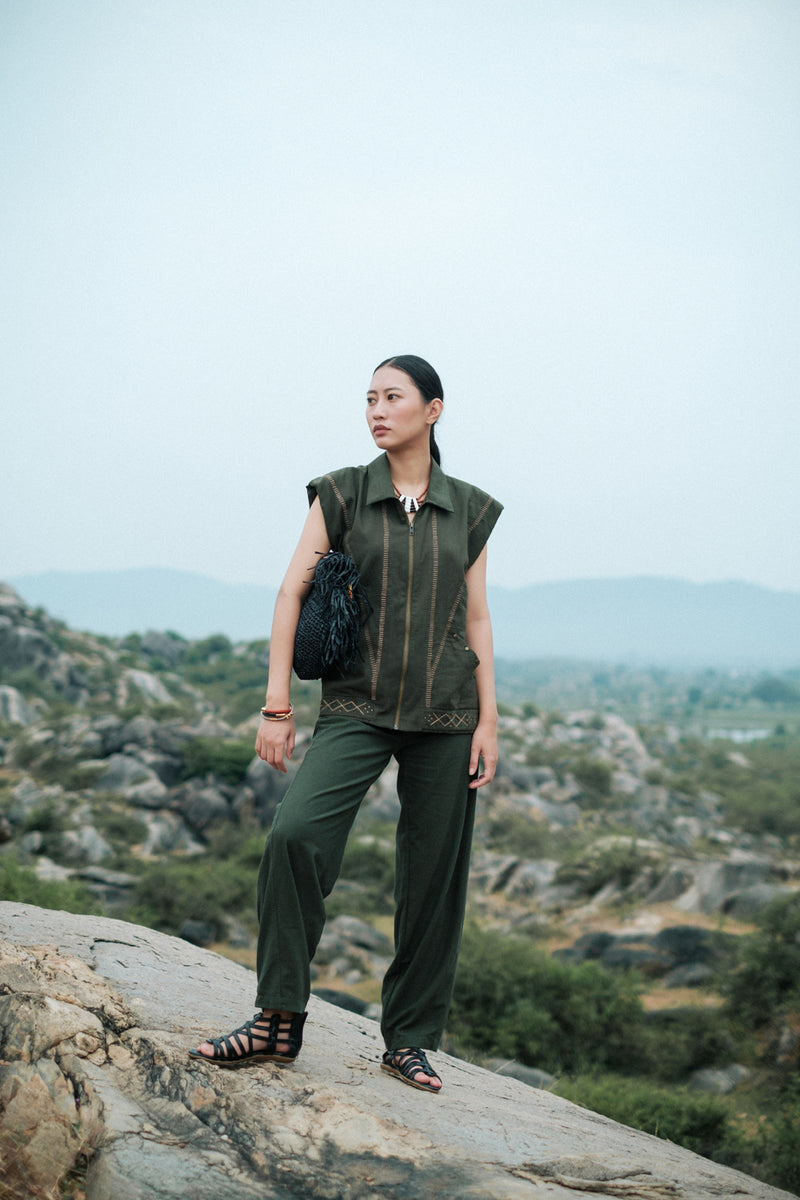 Antalya shirt jacket Crushed Cotton top/shirt by The Terra Tribe in green for women Worldwide