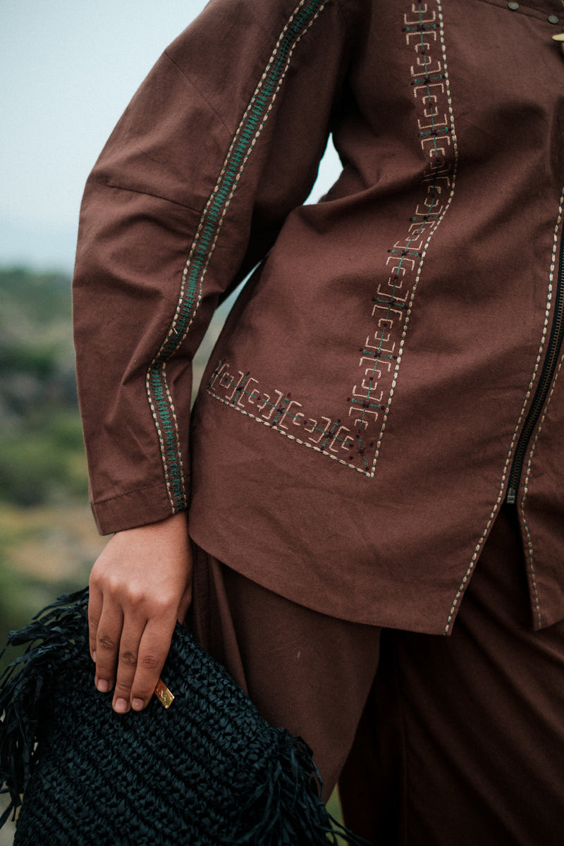 Morracan shirt Crushed Cotton top/shirt by The Terra Tribe in green for women Worldwide