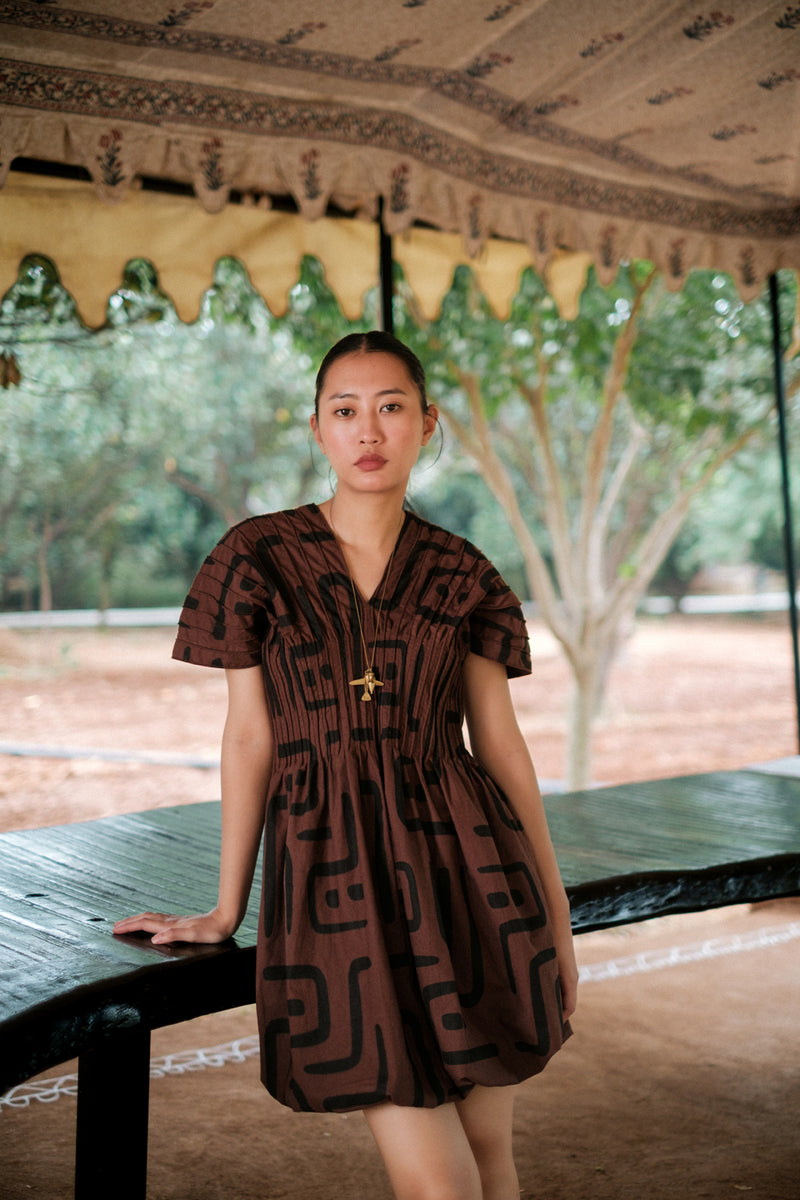 Meknes kimono dress Crushed Cotton dress by The Terra Tribe in green for women Worldwide