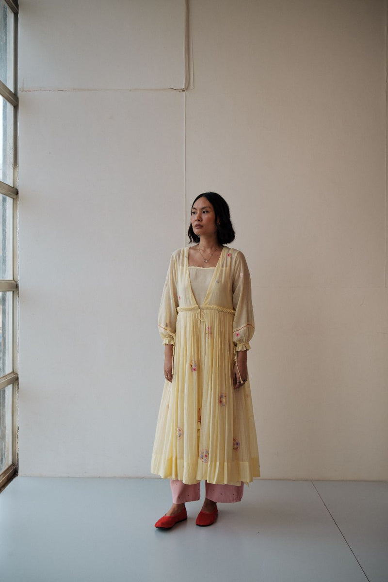 REN DAFFODIL DRESS chanderi by TOKREE in yellow color for women Worldwide