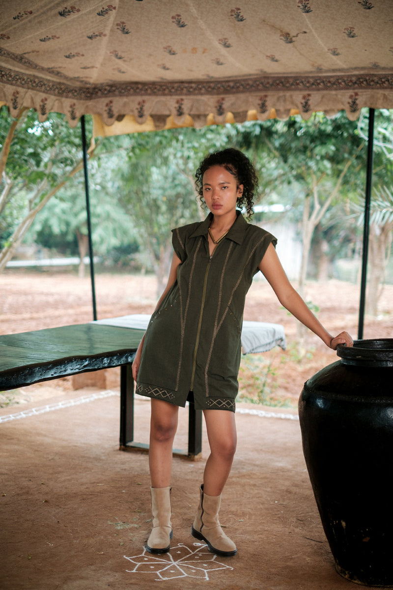 Antalya shirt jacket dress Crushed Cotton dress by The Terra Tribe in brown for women Worldwide