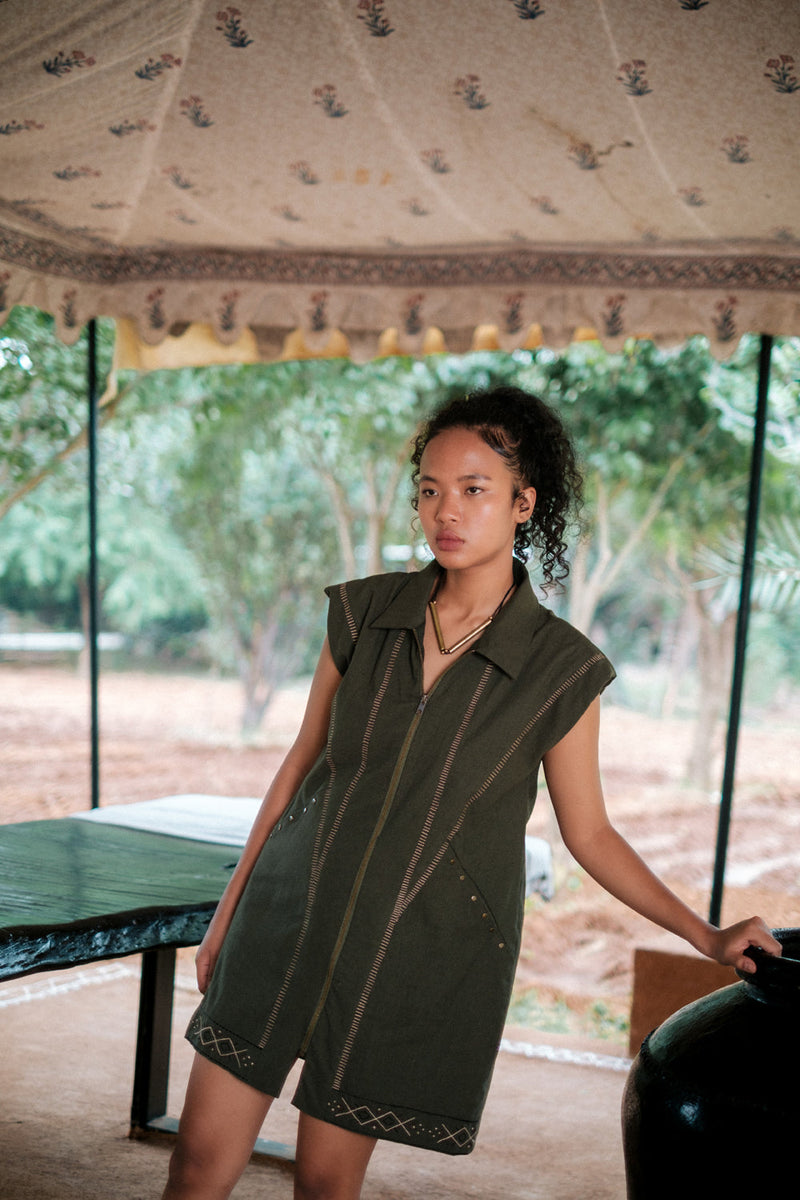 Antalya shirt jacket dress Crushed Cotton dress by The Terra Tribe in brown for women Worldwide