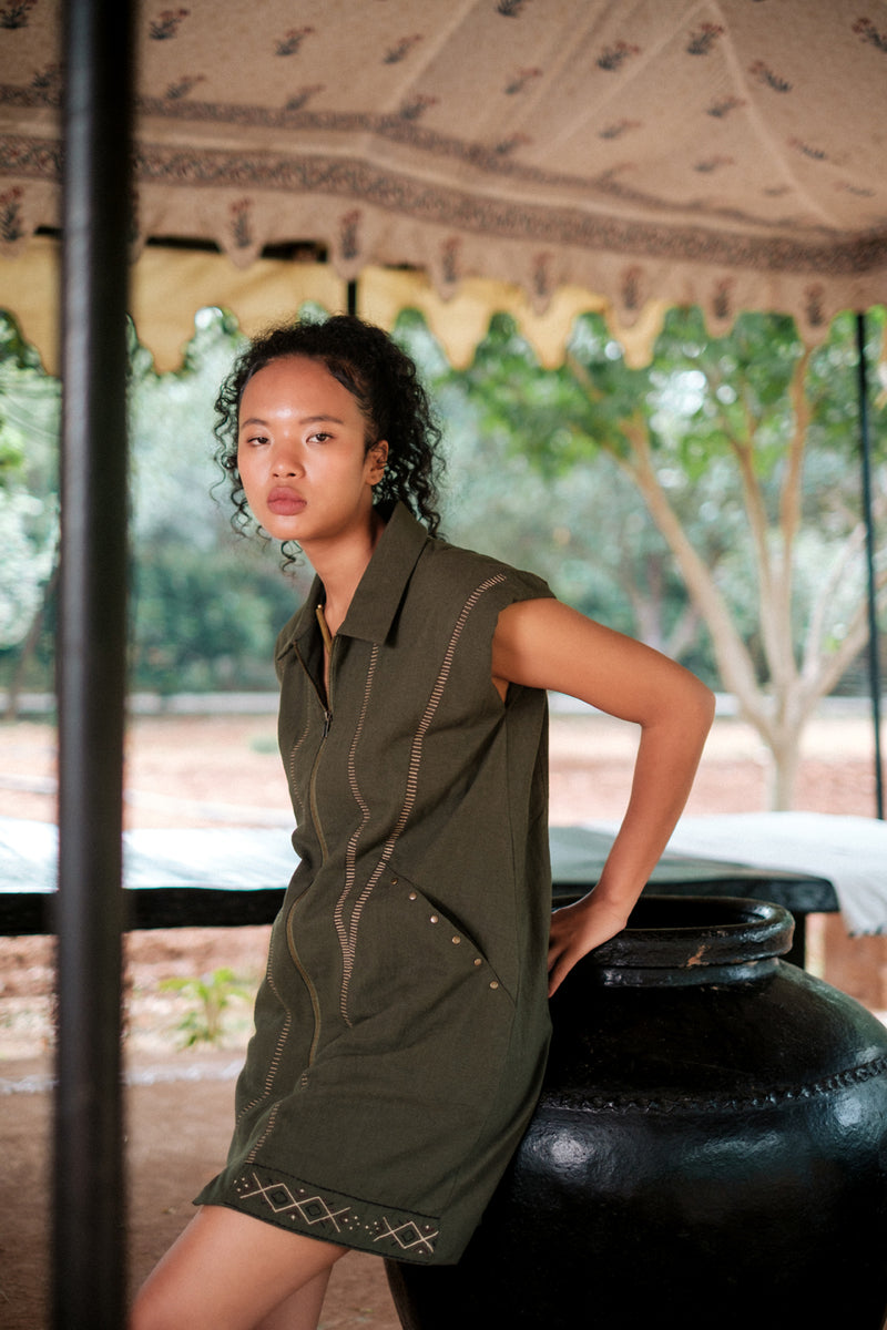 Antalya shirt jacket dress Crushed Cotton dress by The Terra Tribe in brown for women Worldwide