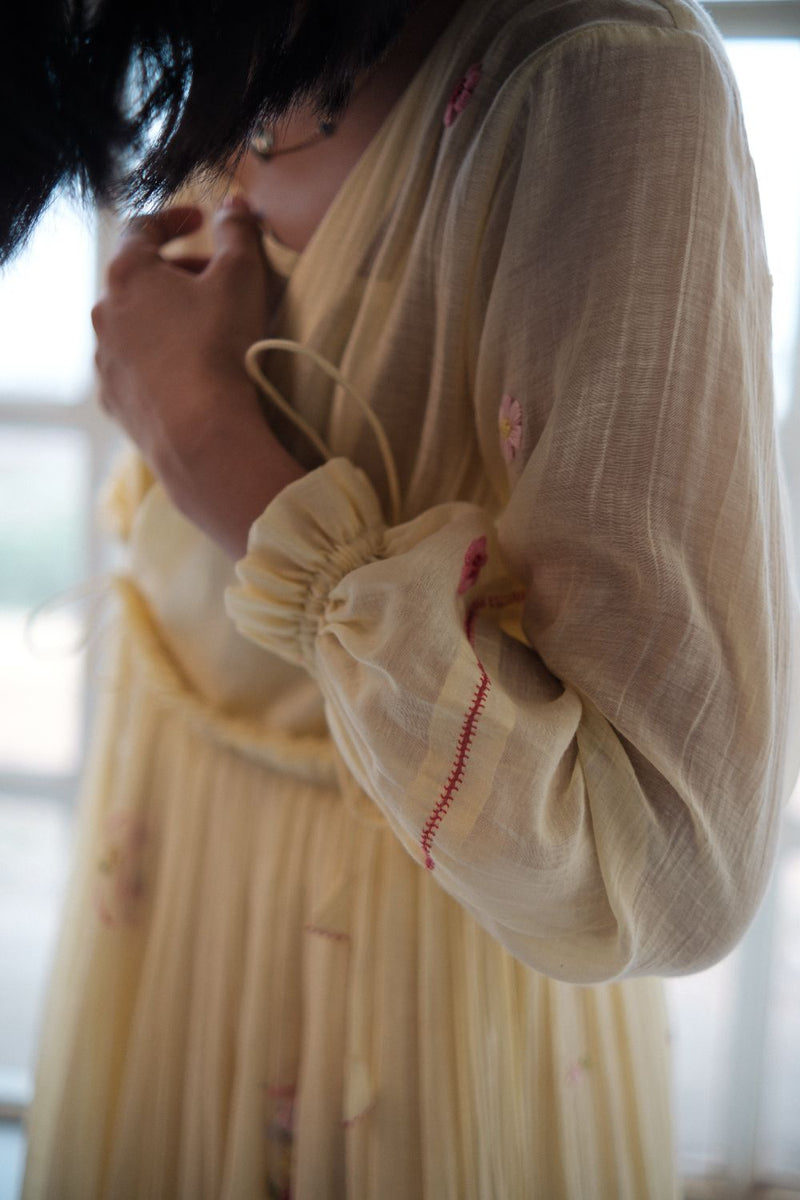 REN DAFFODIL DRESS chanderi by TOKREE in yellow color for women Worldwide