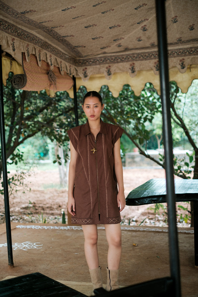 Antalya shirt jacket dress Crushed Cotton dress by The Terra Tribe in brown for women Worldwide