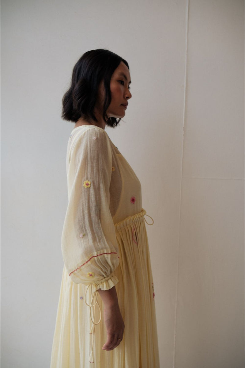 REN DAFFODIL DRESS chanderi by TOKREE in yellow color for women Worldwide