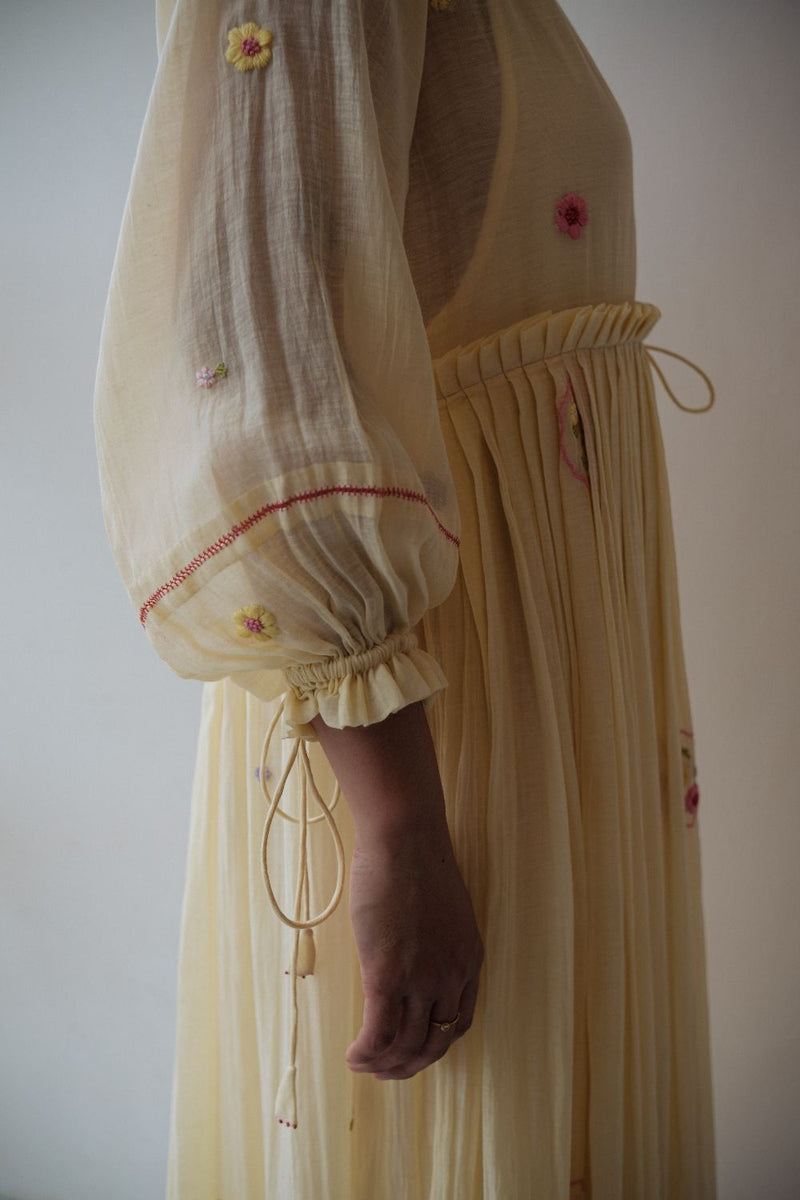 REN DAFFODIL DRESS chanderi by TOKREE in yellow color for women Worldwide