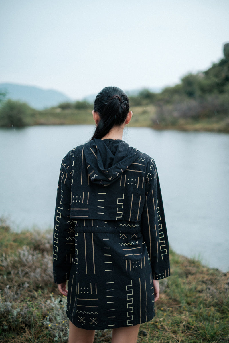 Bodrum utility jacket dress Crushed Cotton dress by The Terra Tribe in black for women Worldwide