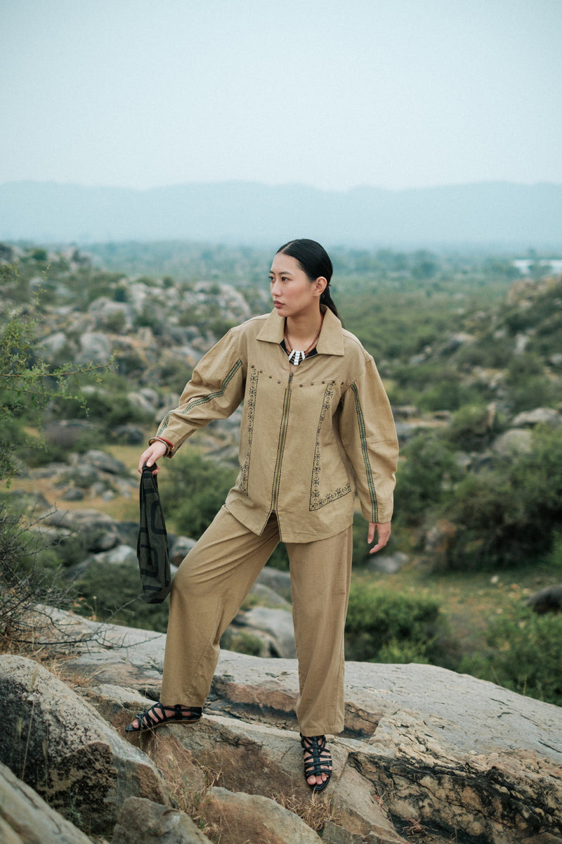Morracan shirt Crushed Cotton top/shirt by The Terra Tribe in green for women Worldwide