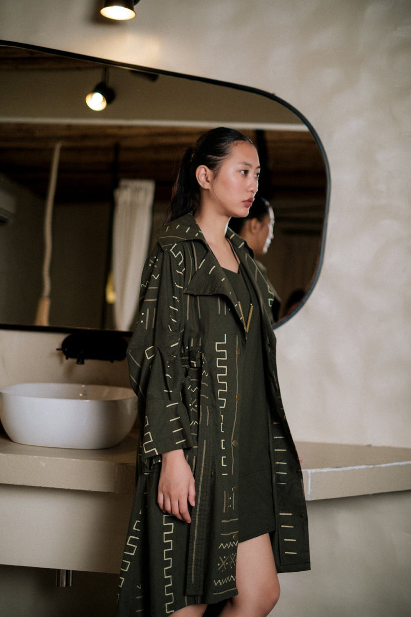 Slip dress Crushed Cotton dress by The Terra Tribe in black for women Worldwide