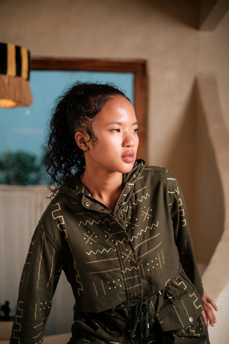 Bodrum utility jacket dress Crushed Cotton dress by The Terra Tribe in black for women Worldwide