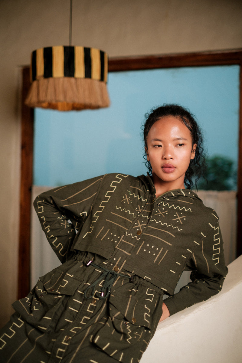Bodrum utility jacket dress Crushed Cotton dress by The Terra Tribe in black for women Worldwide