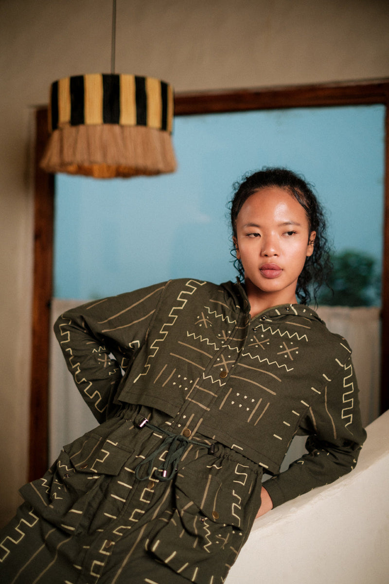 Bodrum utility jacket dress Crushed Cotton dress by The Terra Tribe in black for women Worldwide