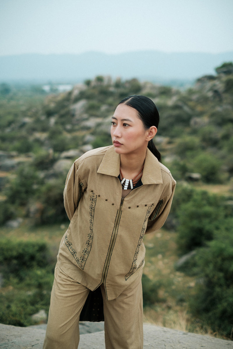Morracan shirt Crushed Cotton top/shirt by The Terra Tribe in green for women Worldwide
