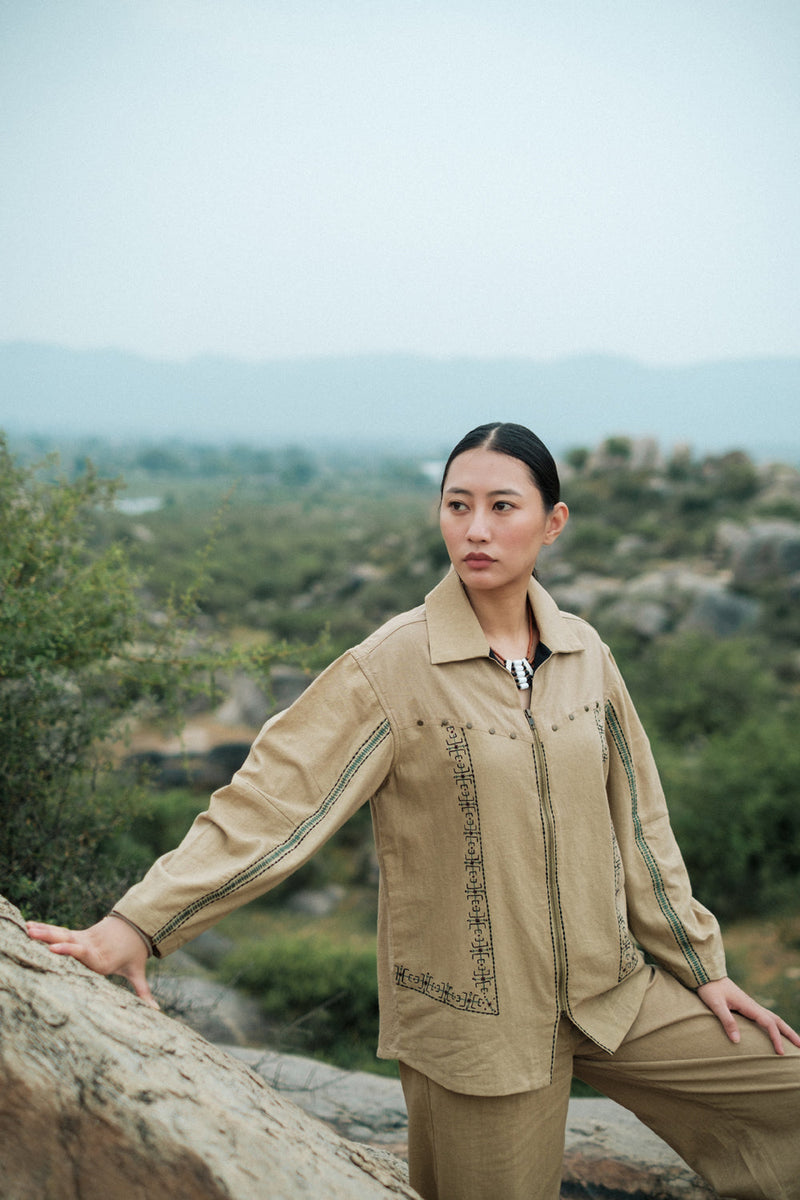 Morracan shirt Crushed Cotton top/shirt by The Terra Tribe in green for women Worldwide