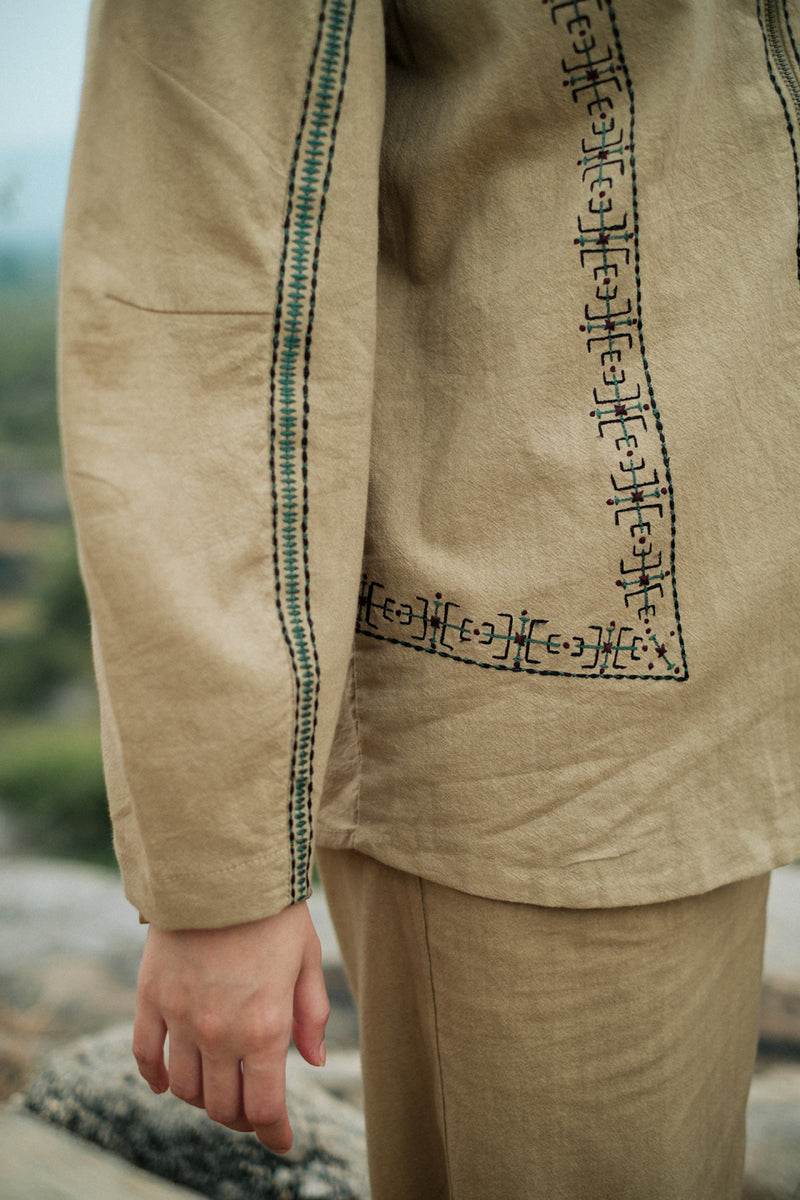 Morracan shirt Crushed Cotton top/shirt by The Terra Tribe in green for women Worldwide