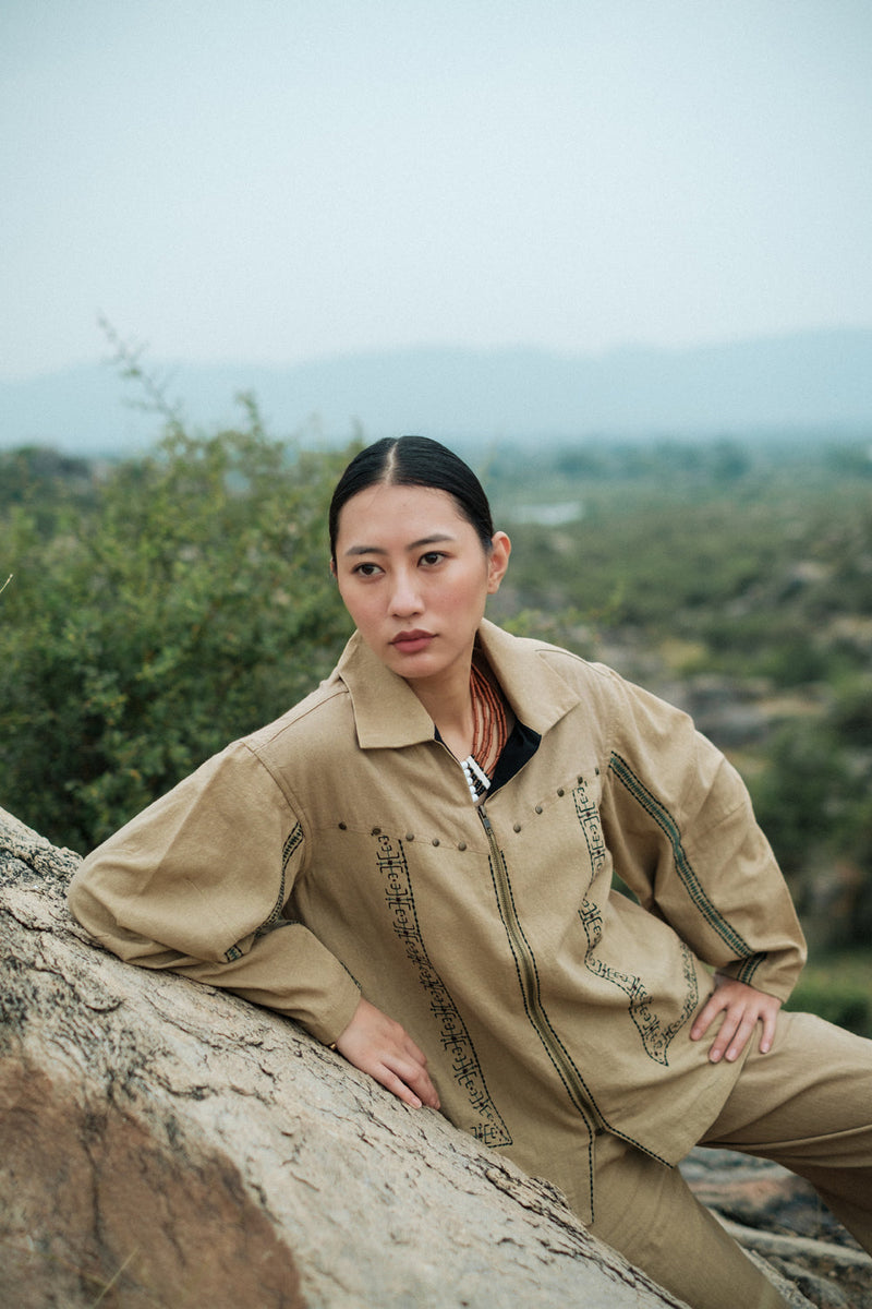 Morracan shirt Crushed Cotton top/shirt by The Terra Tribe in green for women Worldwide