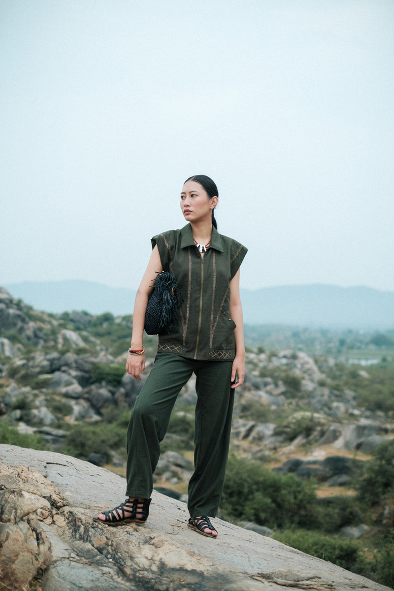 Antalya shirt jacket Crushed Cotton top/shirt by The Terra Tribe in green for women Worldwide