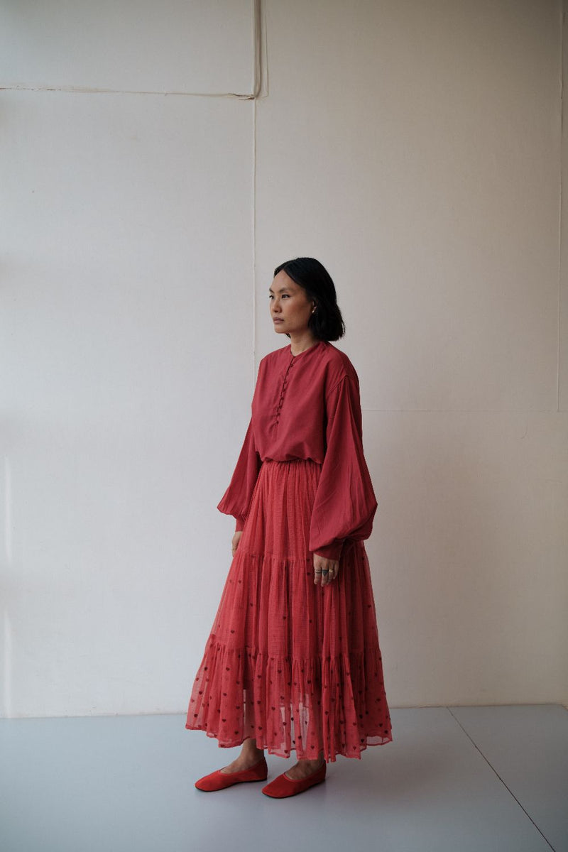 Maya Skirt by TOKREE in red color for women Worldwide