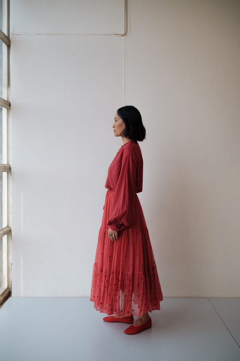 Maya Skirt by TOKREE in red color for women Worldwide