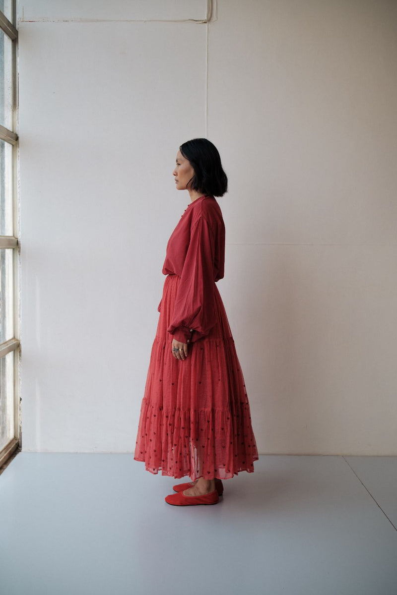 Maya Skirt by TOKREE in red color for women Worldwide