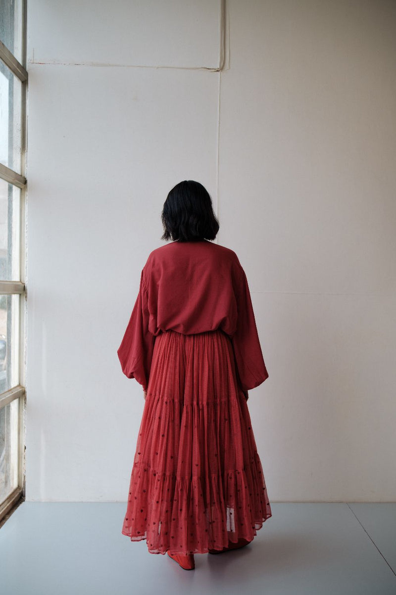 Maya Skirt by TOKREE in red color for women Worldwide