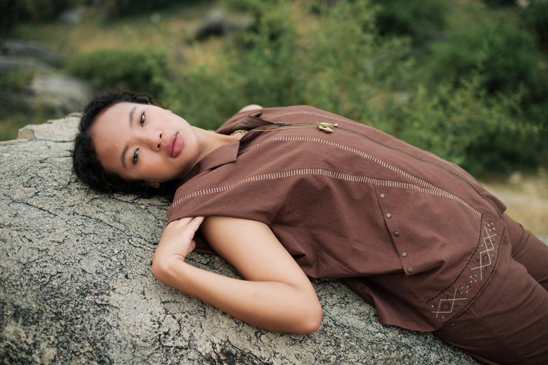 Antalya shirt jacket Crushed Cotton top/shirt by The Terra Tribe in green for women Worldwide