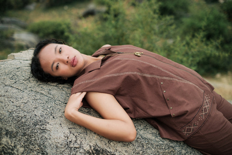 Antalya shirt jacket Crushed Cotton top/shirt by The Terra Tribe in green for women Worldwide