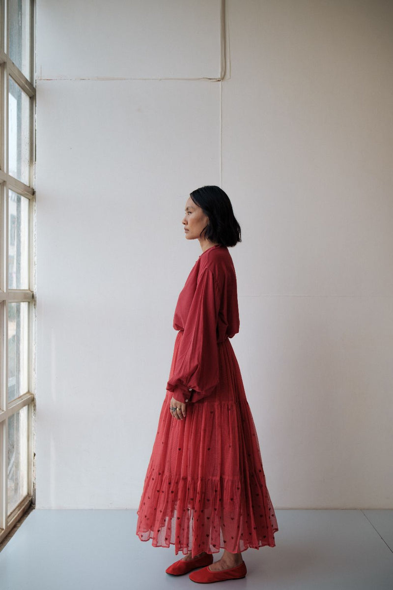 Maya Skirt by TOKREE in red color for women Worldwide