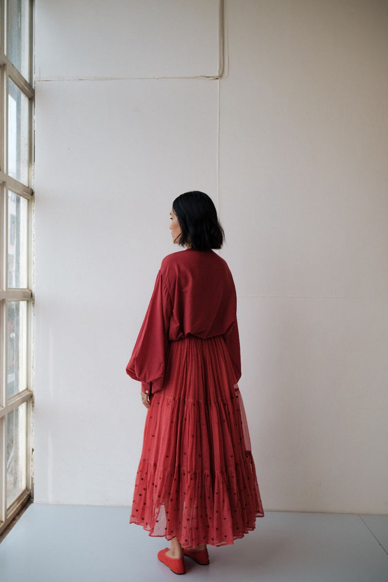 Maya Skirt by TOKREE in red color for women Worldwide