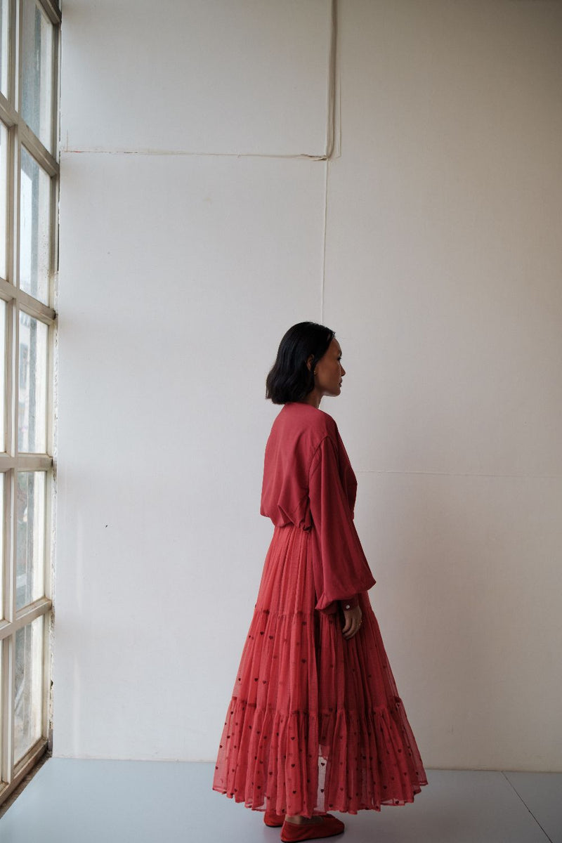 Maya Skirt by TOKREE in red color for women Worldwide