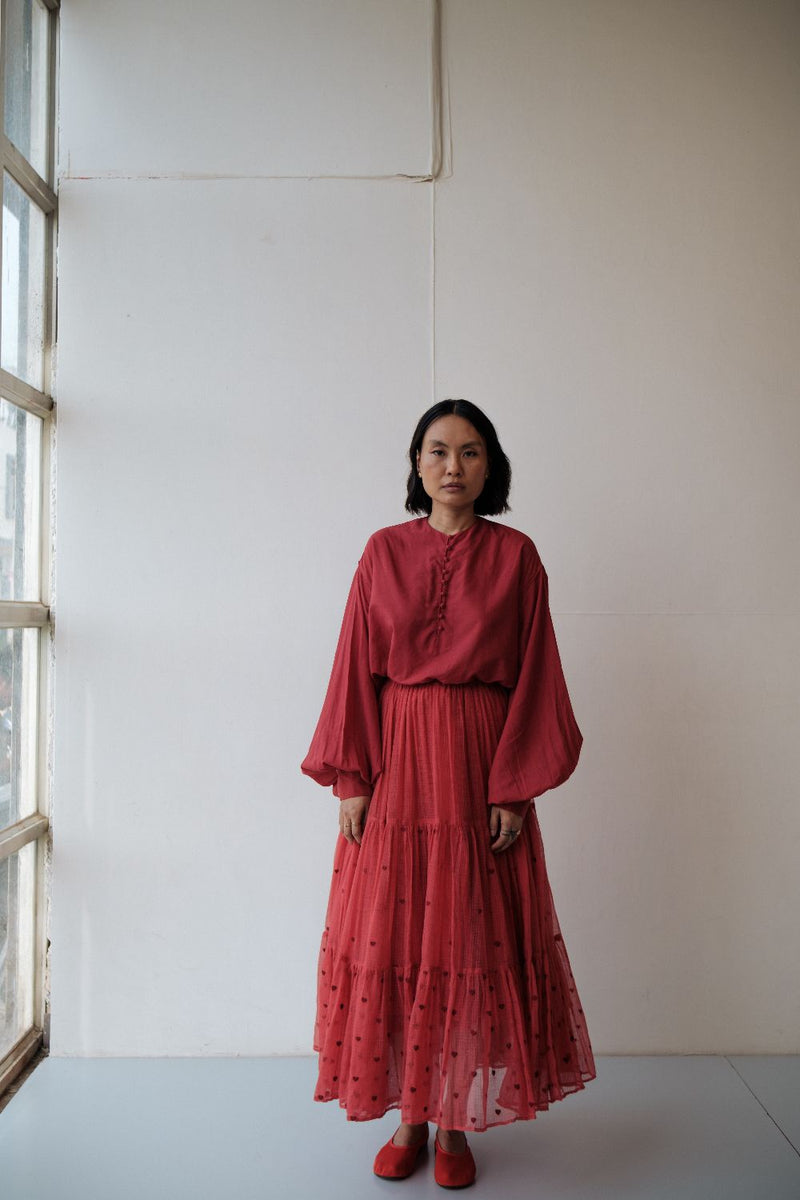 Maya Skirt by TOKREE in red color for women Worldwide