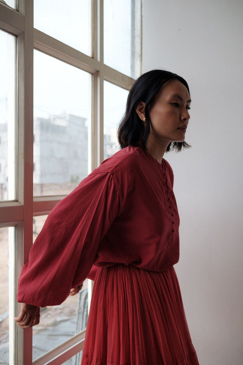 Maya Skirt by TOKREE in red color for women Worldwide