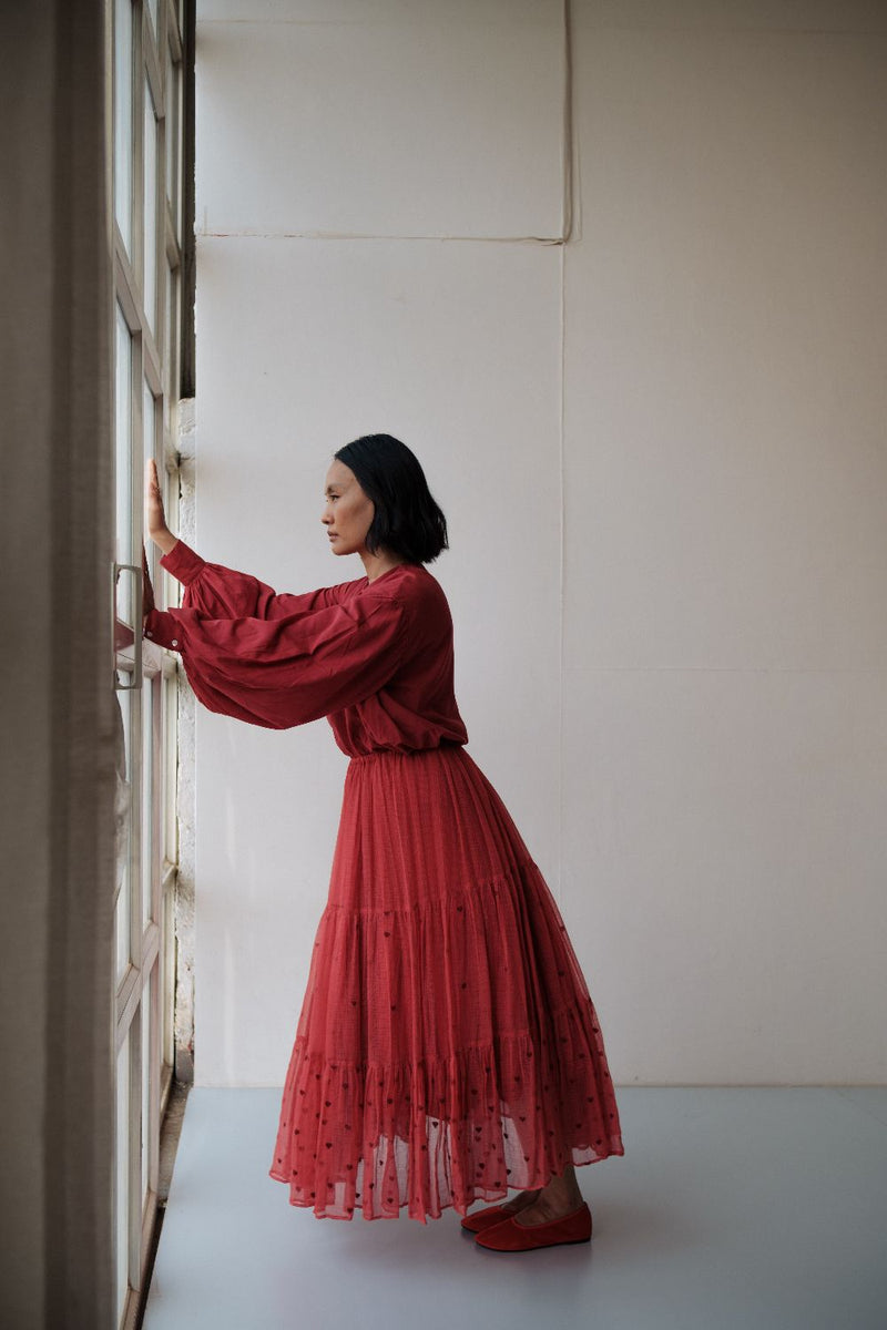 Maya Skirt by TOKREE in red color for women Worldwide