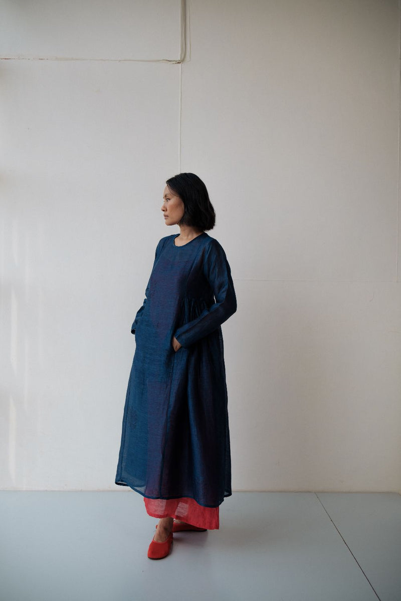 RESHAM BLUE DRESS silk by TOKREE in blue color for women Worldwide