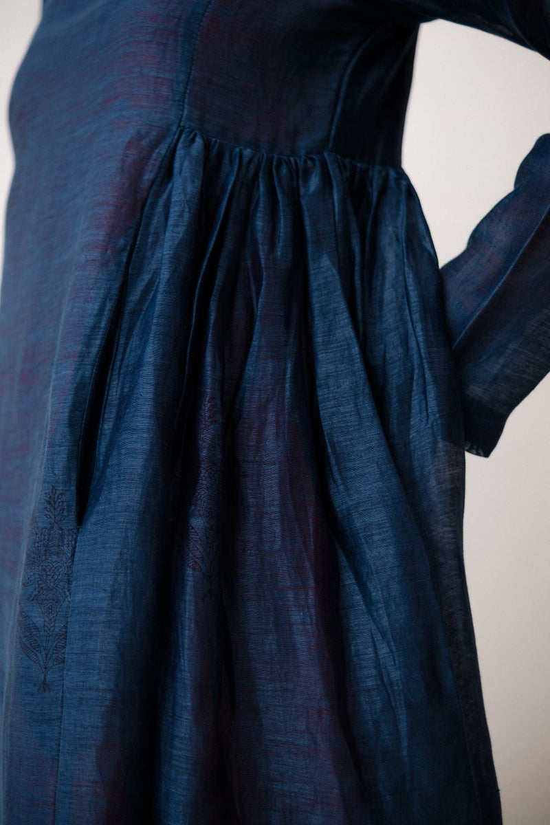 RESHAM BLUE DRESS silk by TOKREE in blue color for women Worldwide