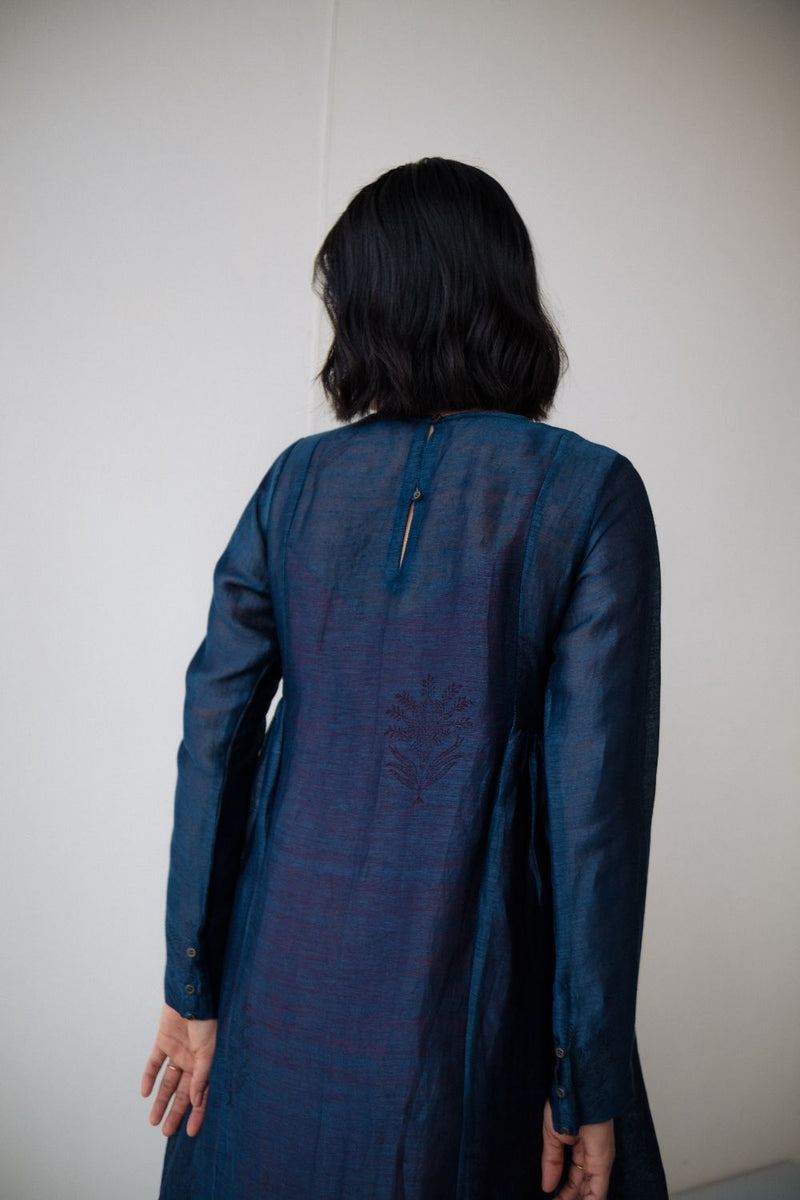 RESHAM BLUE DRESS silk by TOKREE in blue color for women Worldwide