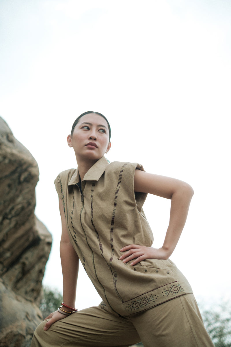 Antalya shirt jacket Crushed Cotton top/shirt by The Terra Tribe in green for women Worldwide