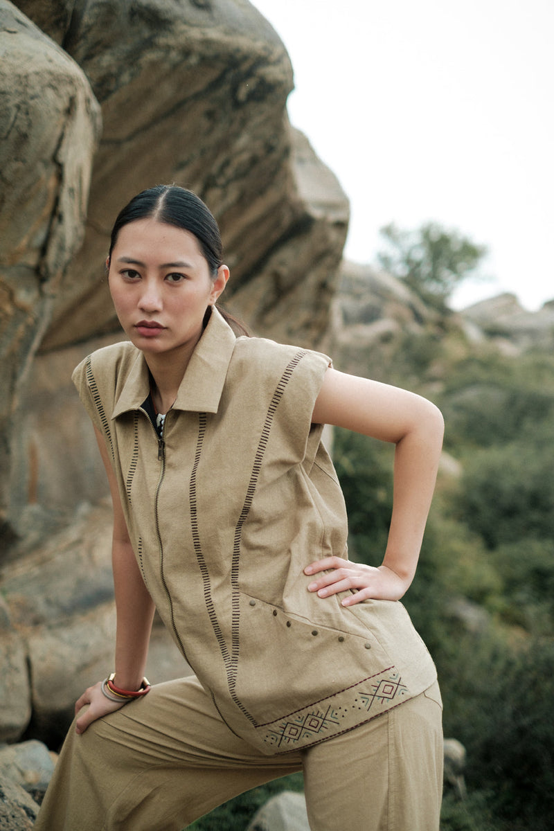 Antalya shirt jacket Crushed Cotton top/shirt by The Terra Tribe in green for women Worldwide