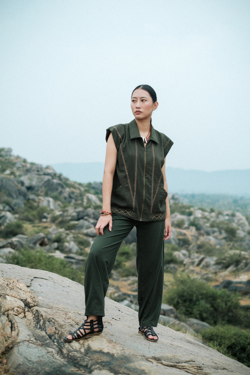Antalya shirt jacket Crushed Cotton top/shirt by The Terra Tribe in green for women Worldwide