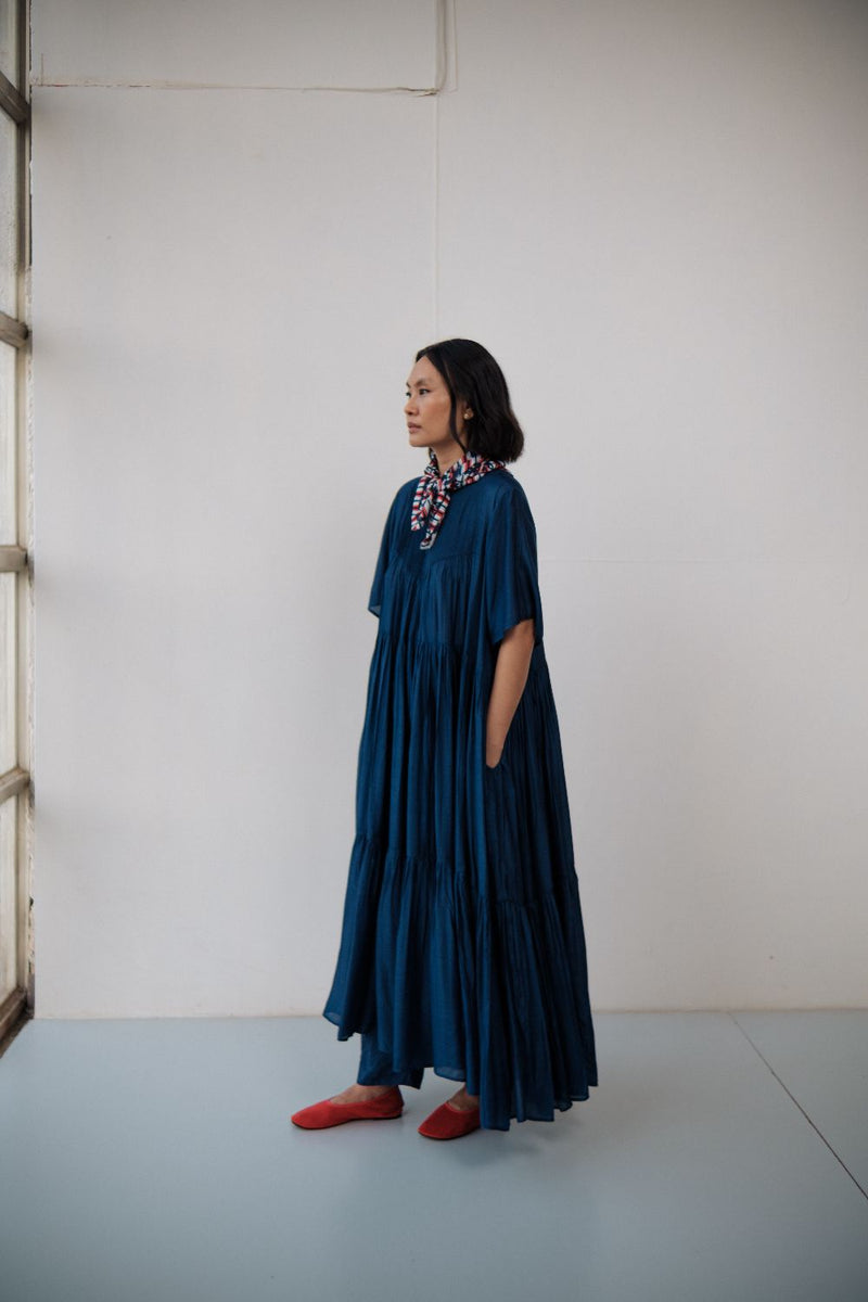 DAISY LONG DRESS cotton by TOKREE in blue color for women Worldwide
