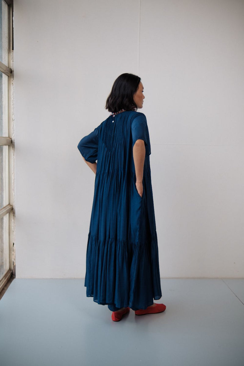 DAISY LONG DRESS cotton by TOKREE in blue color for women Worldwide