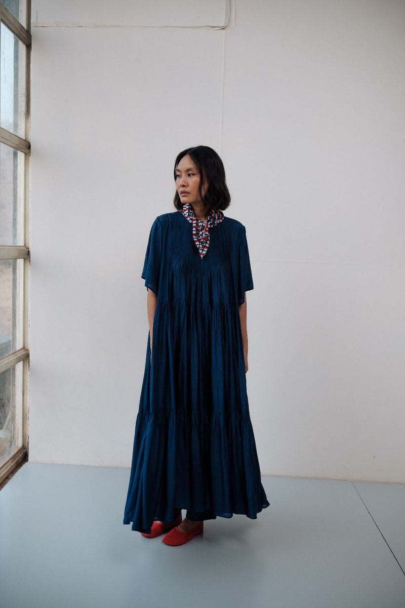 DAISY LONG DRESS cotton by TOKREE in blue color for women Worldwide