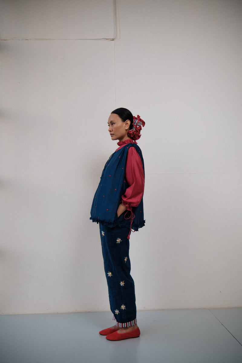 NITAI PANT cotton by TOKREE in blue color for women Worldwide