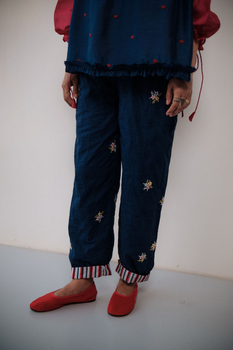 NITAI PANT cotton by TOKREE in blue color for women Worldwide