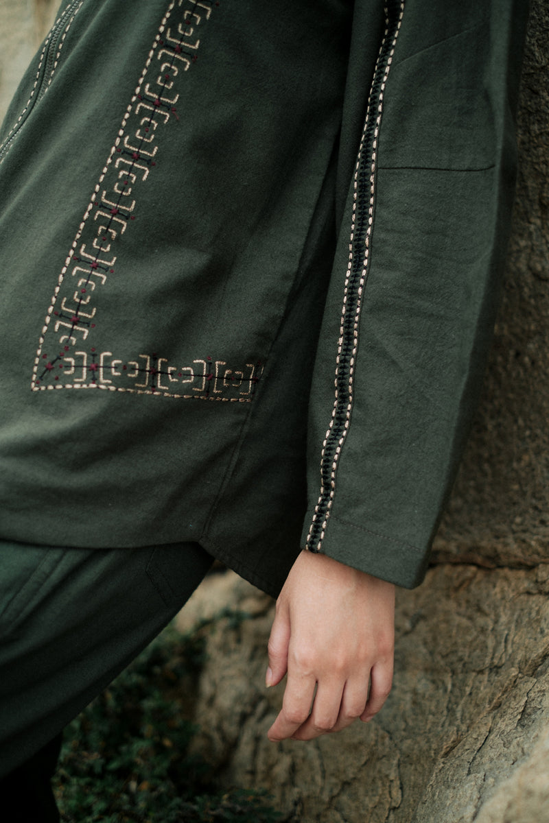 Morracan shirt Crushed Cotton top/shirt by The Terra Tribe in green for women Worldwide