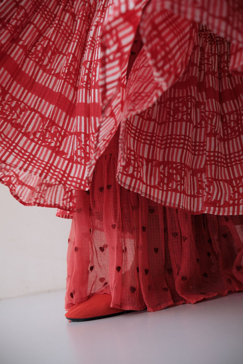 HANAH DRESS cotton by TOKREE in red color for women Worldwide
