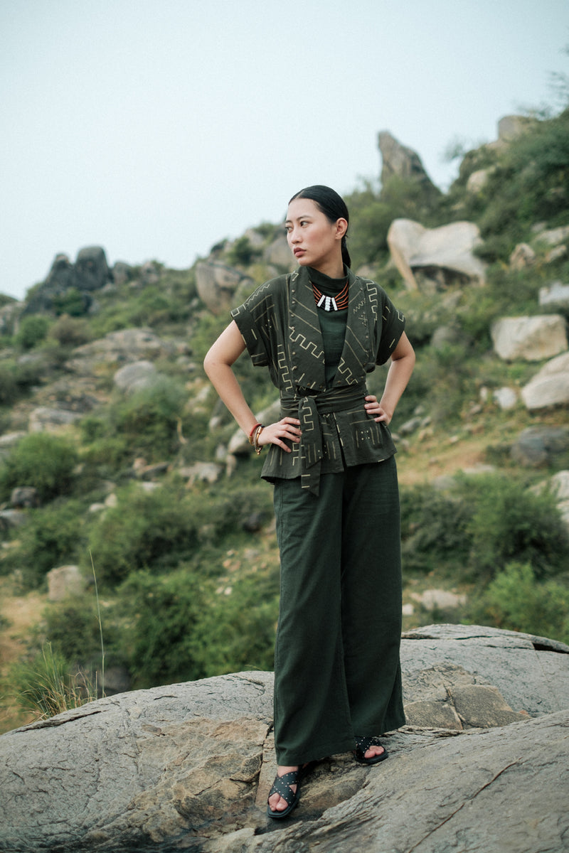 Berlin Shawl collar Top Crushed Cotton top/shirt by The Terra Tribe in black for women Worldwide