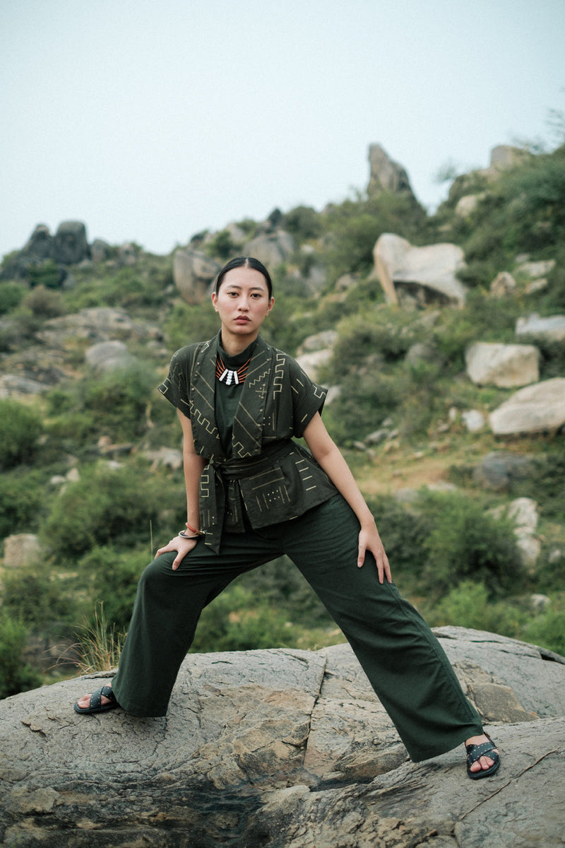 Berlin Shawl collar Top Crushed Cotton top/shirt by The Terra Tribe in black for women Worldwide