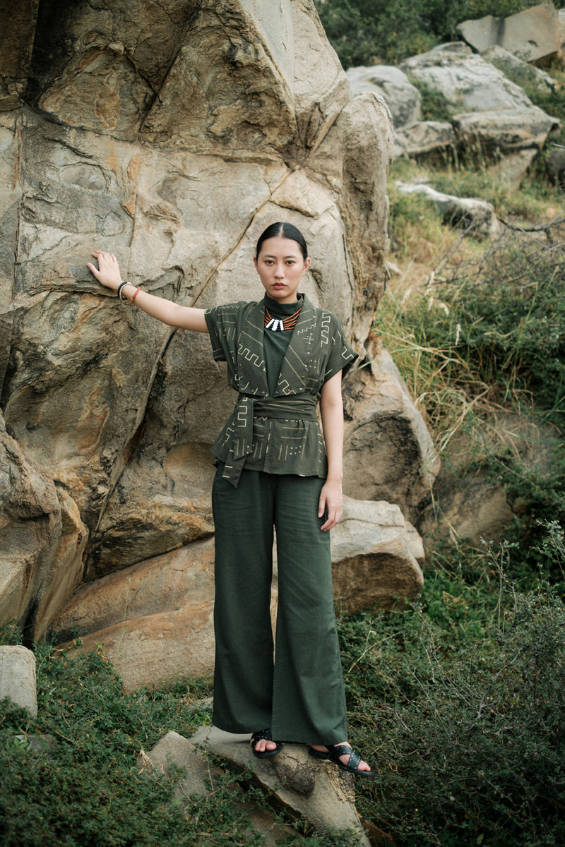 Berlin Shawl collar Top Crushed Cotton top/shirt by The Terra Tribe in black for women Worldwide